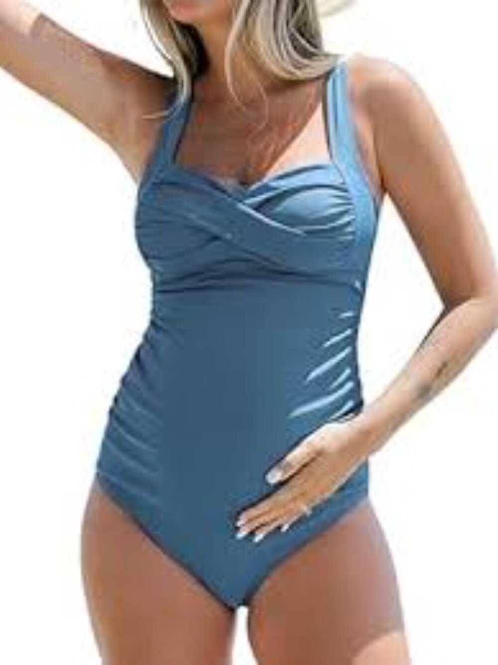 Cupshe Woman's Blue Twist Front One Piece Maternity Swimsuit